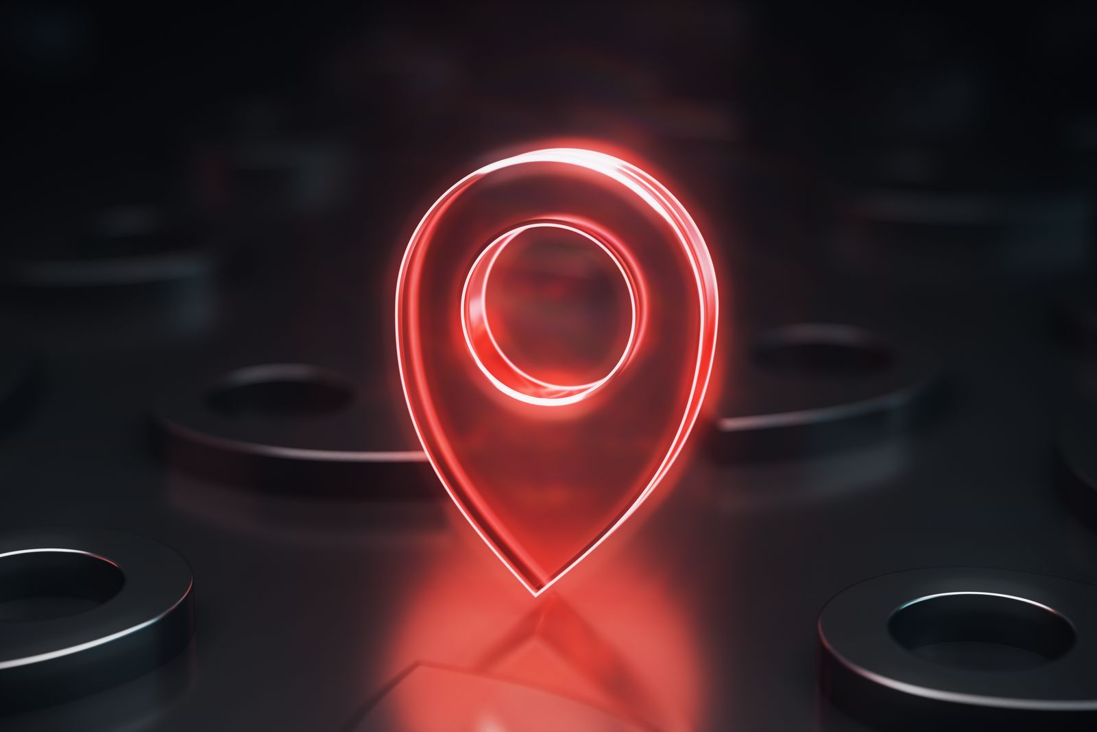 Glowing red location pin, for locating a person