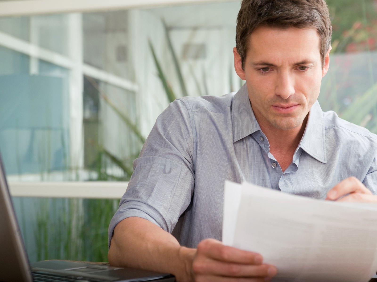 Signer reviewing a document before notarization