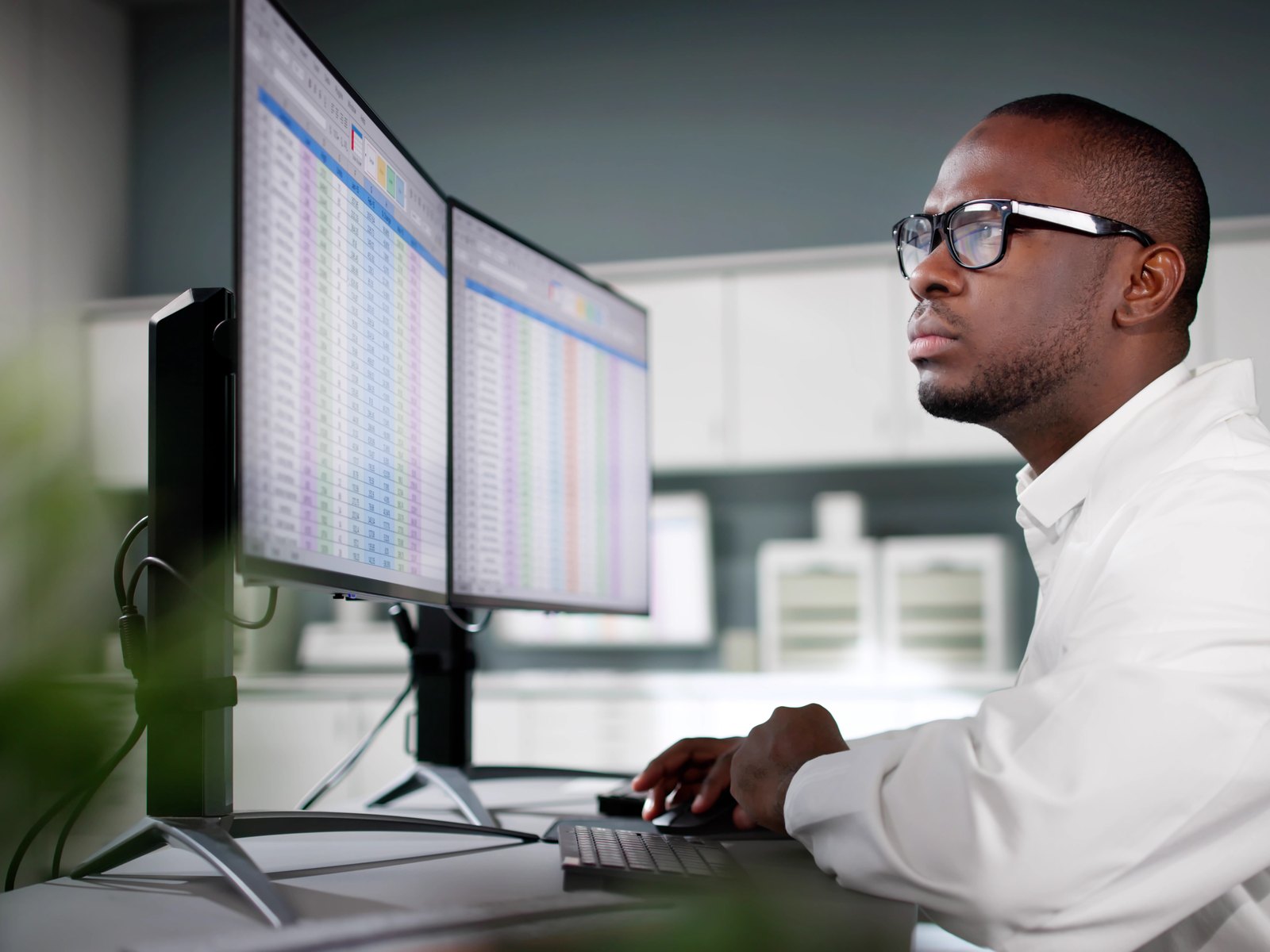 Filing specialist reviewing a document on screen before it is submitted to the court